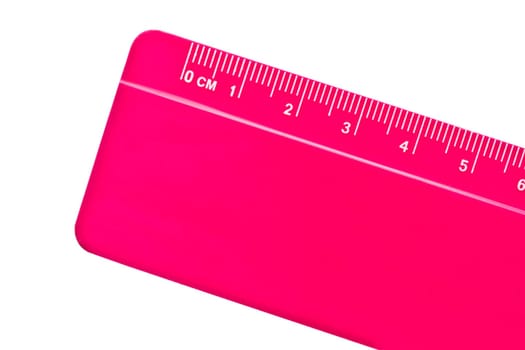 Pink ruler isolated on white background
