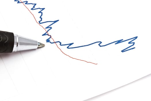 Background of business graph and a pen