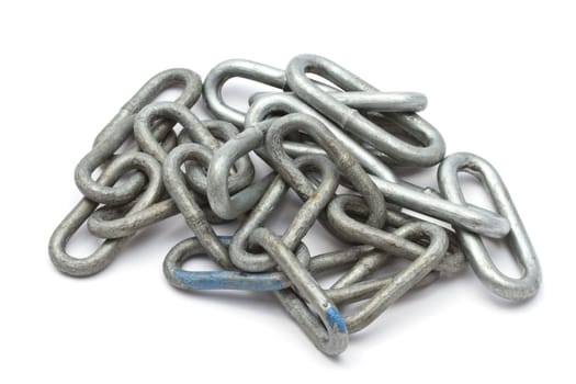 Chains closeup on white background
