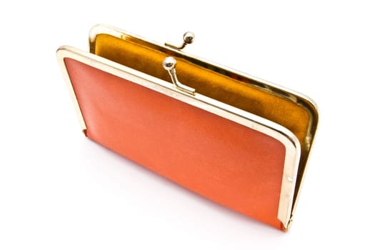 Old purse isolated on white background