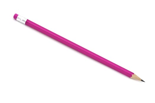 Pink pencil isolated on white background