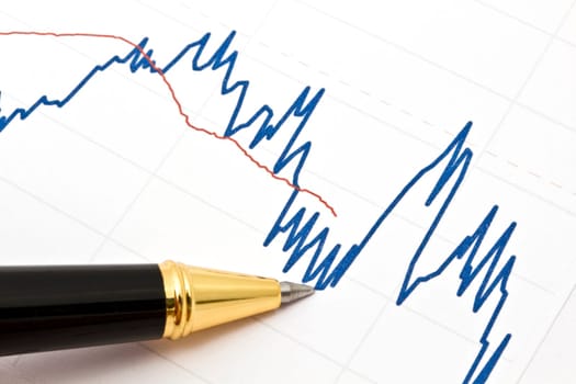 Background of business graph and a pen