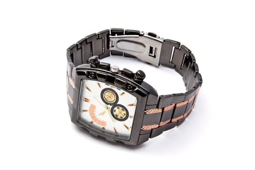 Fashion Wristwatch closeup on white background