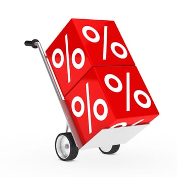 chrome hand truck with red sale cube