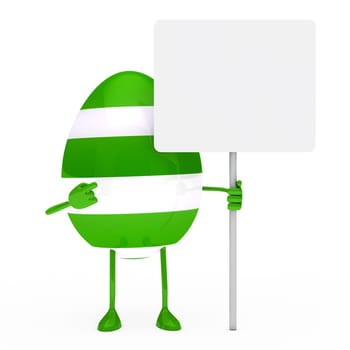 easter green egg figure hold a billboard