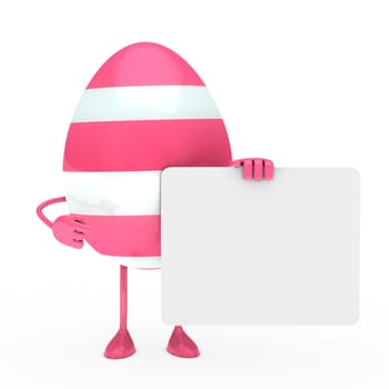 easter pink egg figure hold a billboard