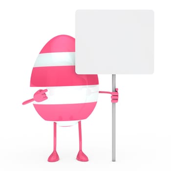 easter pink egg figure hold a billboard
