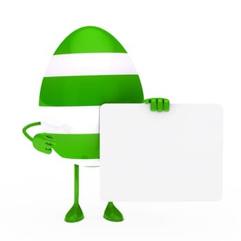 easter green egg figure hold a billboard