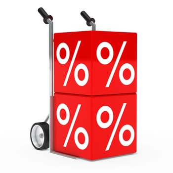chrome hand truck with red sale cube