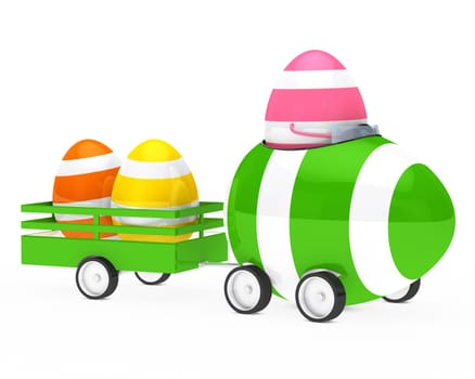 easter egg figure with car and trailer