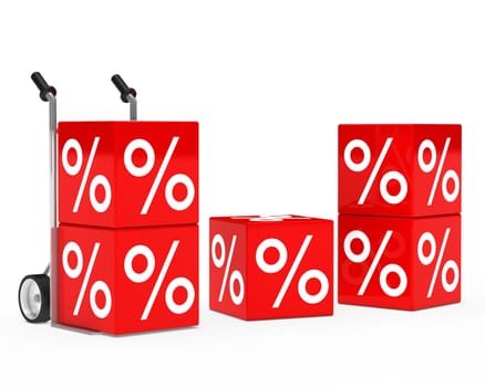chrome hand truck with red sale cube