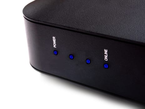 Closeup of Wifi Modem On White Background