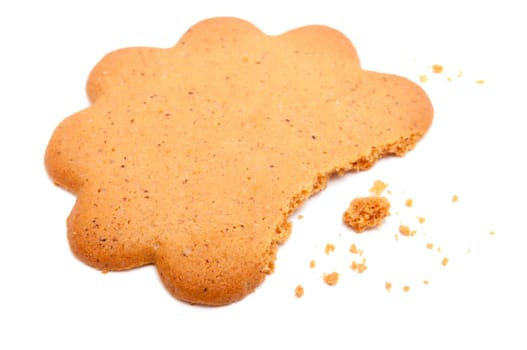 Half of Ginger Cookie on White Background