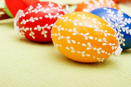Traditional Homemade Color Painted Easter Eggs - Shallow Depth of Field