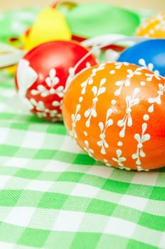 Traditional Homemade Color Painted Easter Eggs - Shallow Depth of Field