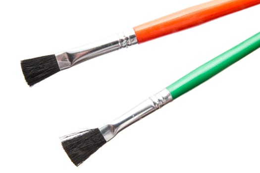 Colorful paintbrushes isolated on white background