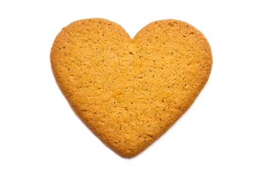Gingerbread heart isolated on white background