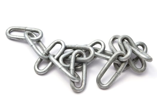 Chains closeup on white background