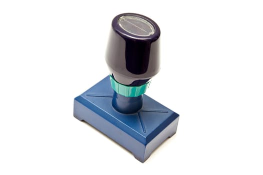 Blue stamp isolated on white background