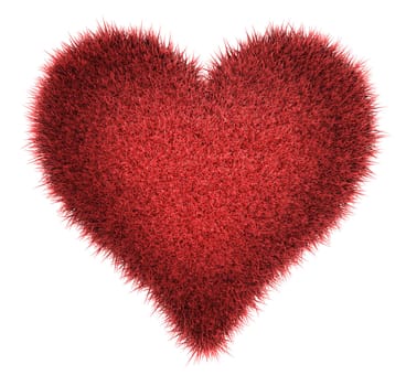 Red carpet in the shape of a heart isolated on white background, 3d render