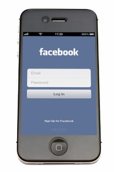 Facebook website display on iPhone screen