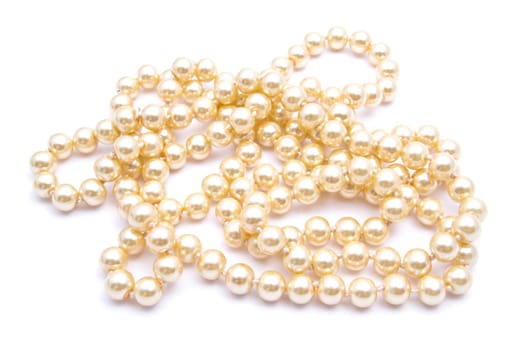 Beautiful string of beads isolated on white background