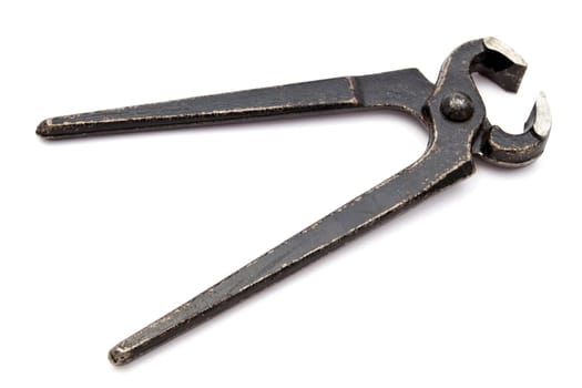 Old pliers isolated on white background