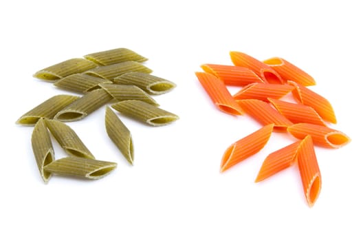 Pasta closeup on white background