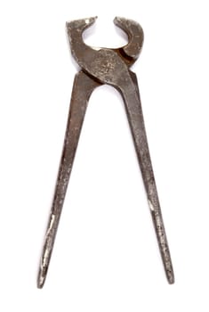 Old pliers isolated on white background