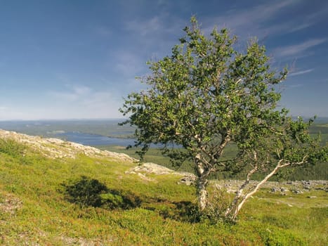 Beautiful mountain landscape with blue sky