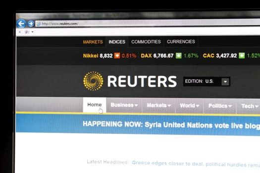Reuters official website display on computer screen
