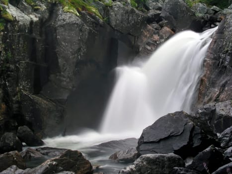 Nature landscape of mountain waterfall