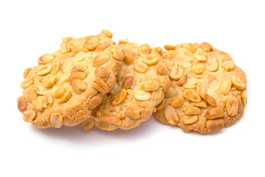 Delicious peanut cookies isolated on white background