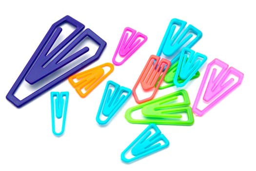 Colorful paper-clips isolated on white backgorund