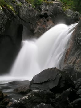 Nature landscape of mountain waterfall