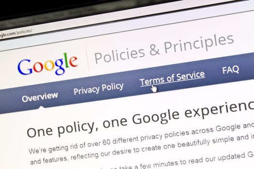 Google website display on computer screen