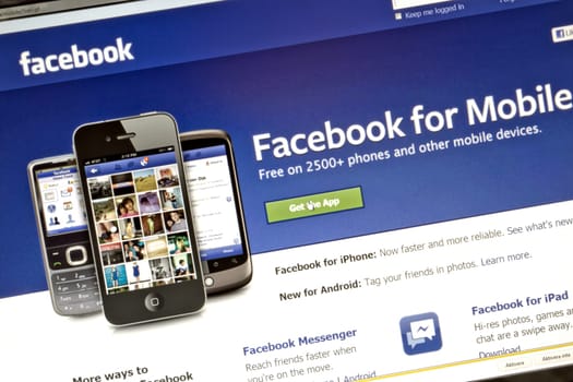 Facebooks website on a computer screen