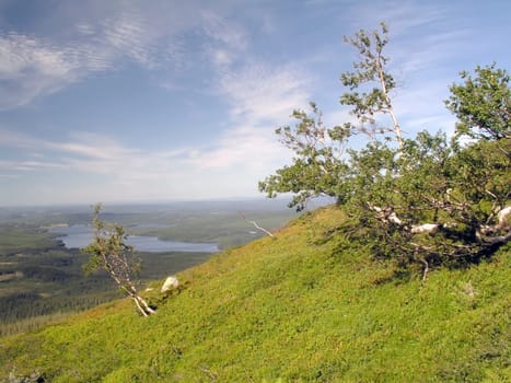 Beautiful mountain landscape with blue sky