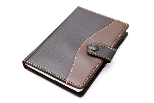 Black notebook isolated on white background