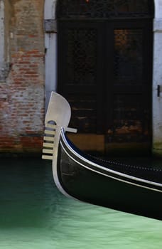 Bow fitting,so-called "ferro"",of a gondola in Venice,Italy"