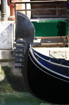 Bow fitting,so-called "ferro"",of a gondola in Venice,Italy"