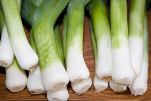 Group of Leeks close up
