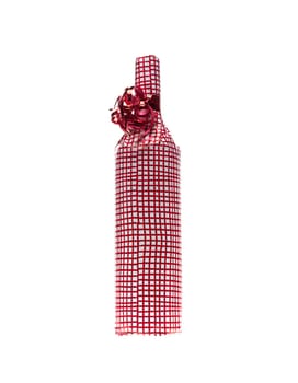 Wrapped in wine bottle on white background