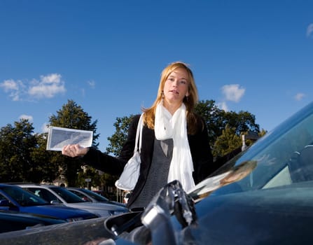 Angry woman getting a Parking Ticket