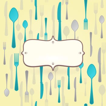 Tall vector restaurant menu with cutlery illustration