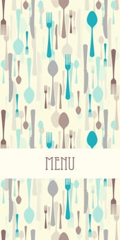 Tall vector restaurant menu with cutlery illustration