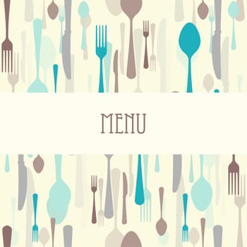 Vector dining menu with cutlery such as fork or knife or spoon