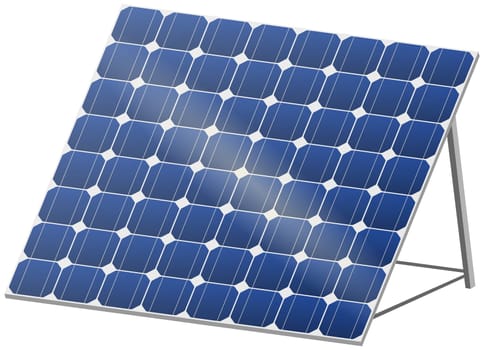 Blue photovoltaic panel with reflection in 3D