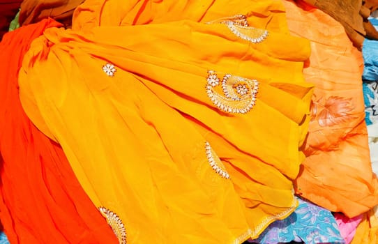 Dhobhi Ghat Mumbai, colors of textiles waiting to be laundered at Dhobhi Ghat