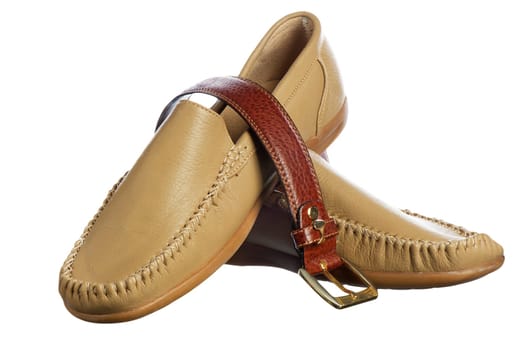 Italian leather men&#039 s shoes on a white background